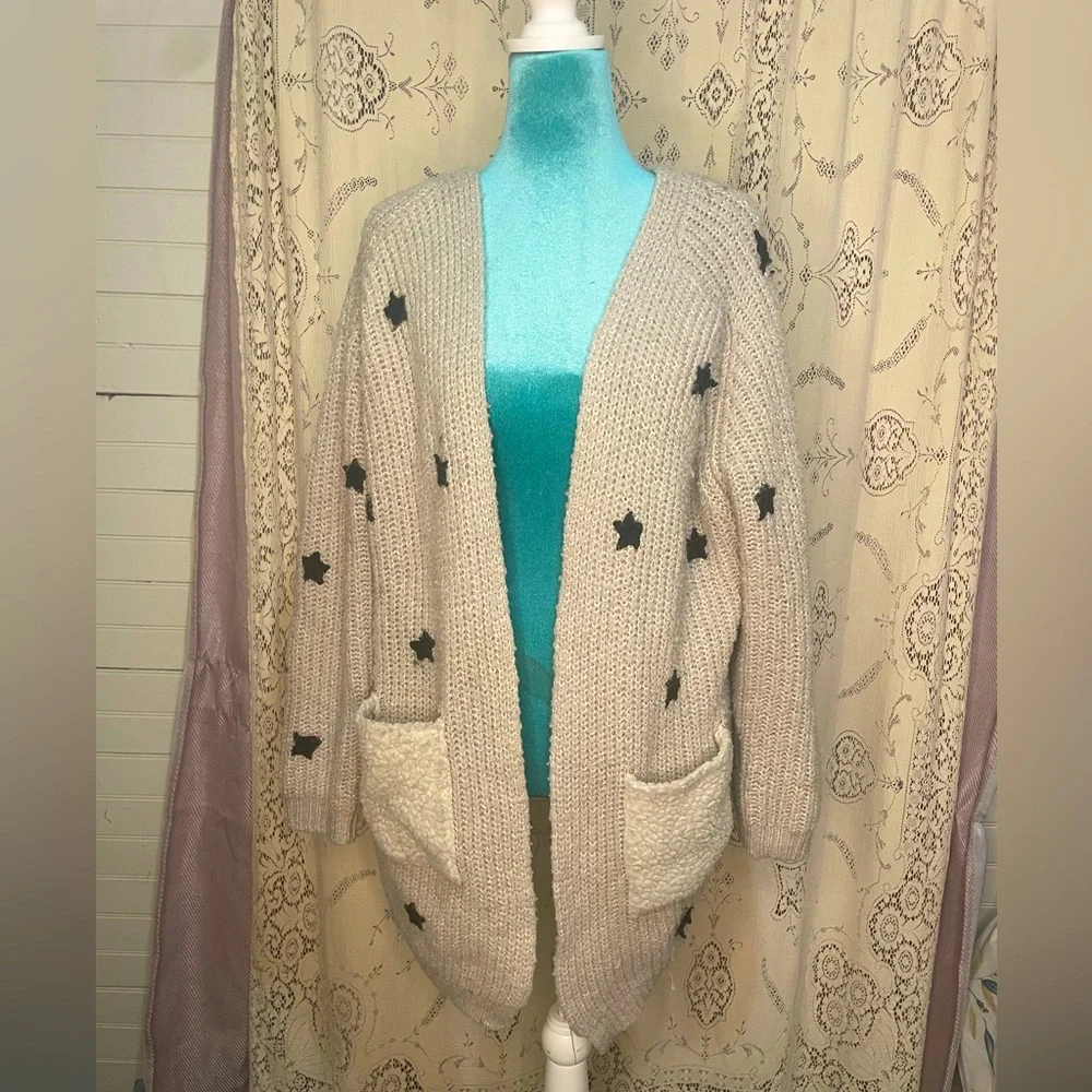 A’reve: cute cozy star cardigan sweater